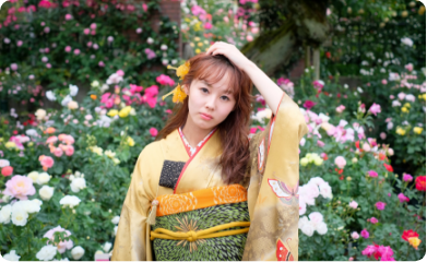 人気スポットで撮影した振袖のスナップショット